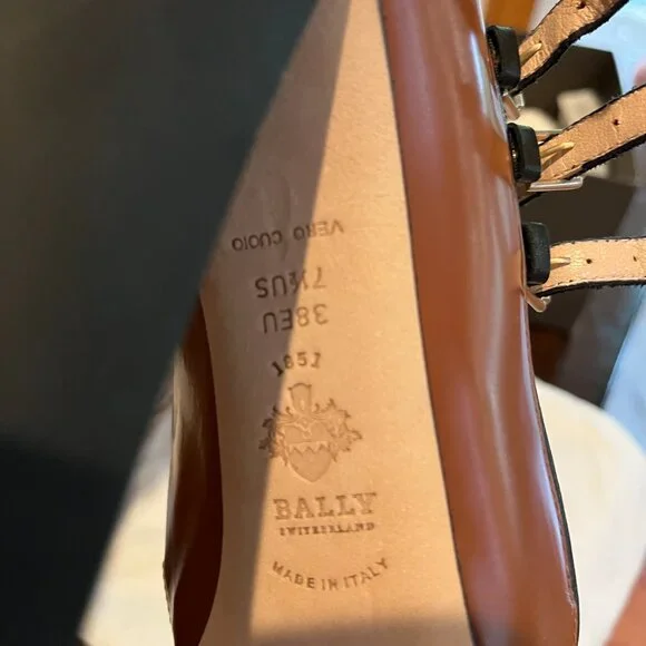 NIB Bally Whiskey Calf Heel Size 7.5 - Picture 4 of 9